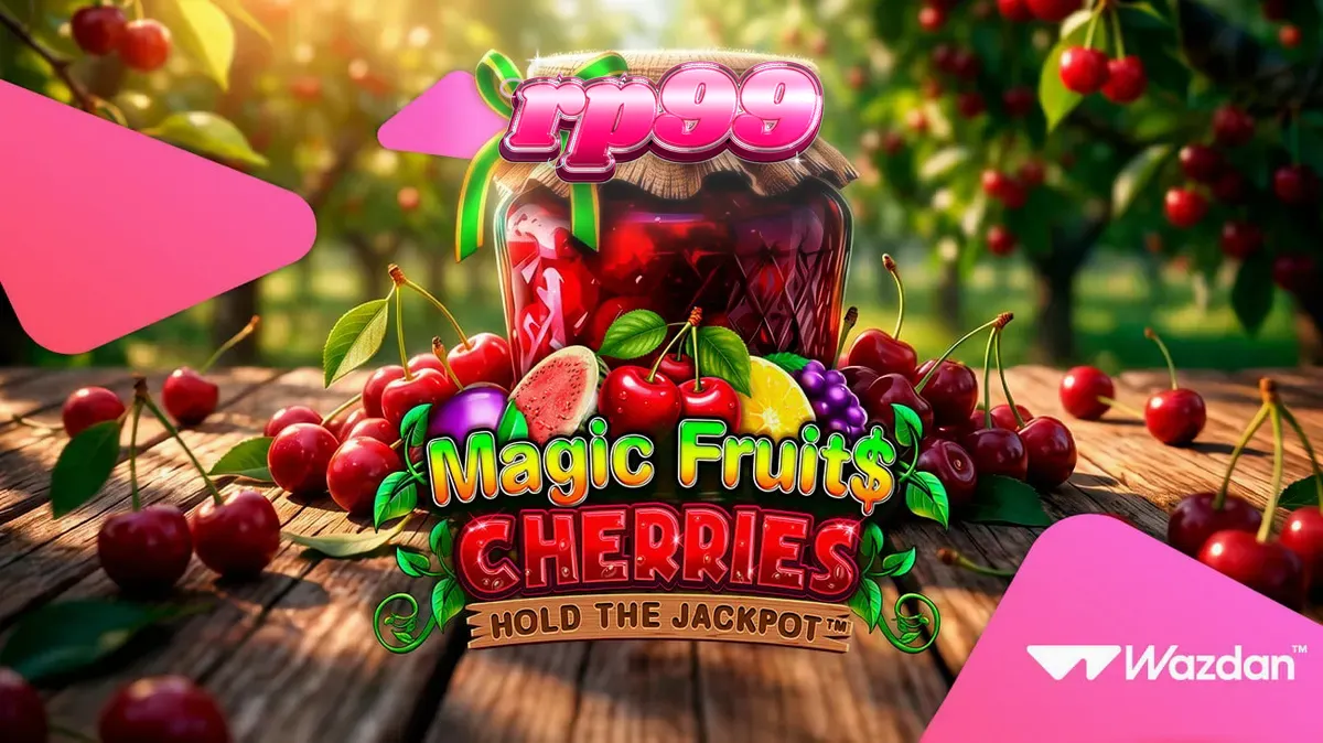 Tampilan visual mesin slot Magic Fruit$: Cherries dengan simbol buah klasik dan elemen modern.